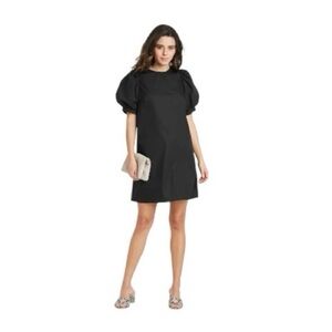 A New Day Elegant Black Puff Sleeve A Line Dress Dress Keyhole Back Size XL